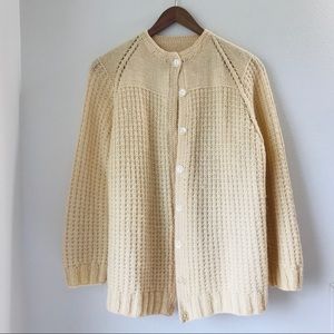 Vintage homemade 100% wool crocheted button up cardigan sweater